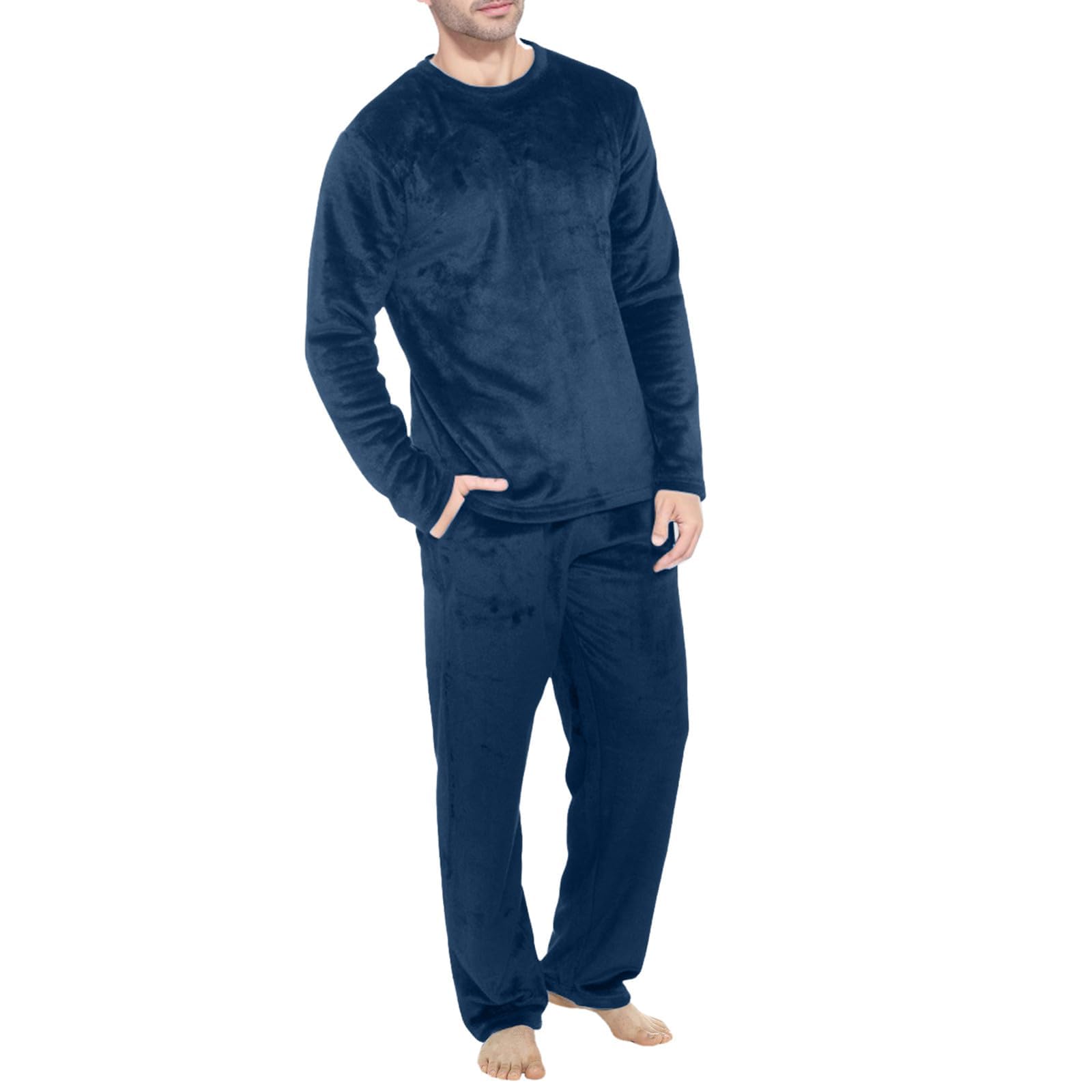 Pijama de franela para hombre, ropa de dormir suave y holgada, ropa de descanso, ropa cómoda para el hogar, conjunto de pijama cálido de invierno