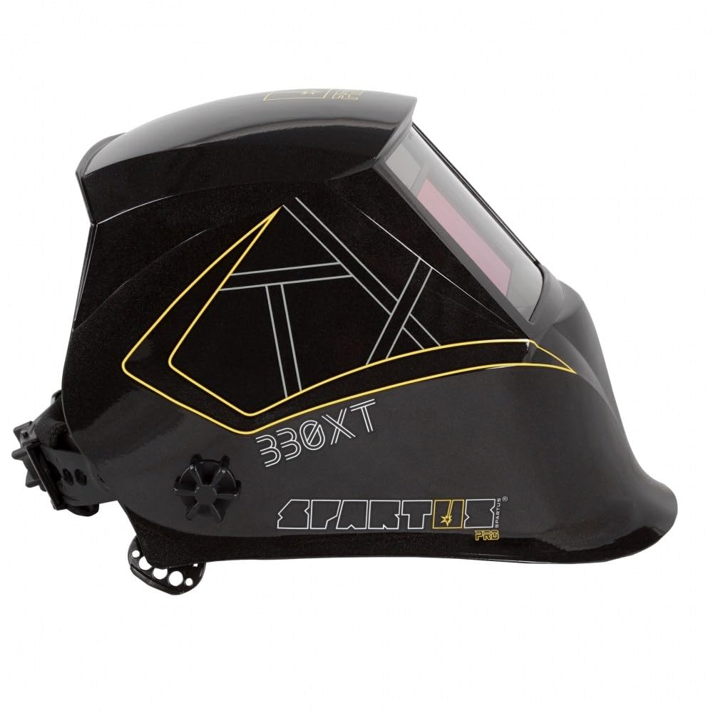 SPARTUS Schweißhelm Automatik Schweißmaske - Automatischer Schweißhelm 1/1/1/1 True Color Sichtfeld 100x65mm Schleiffunktion - Pro 330XT - Bestschweissen.de