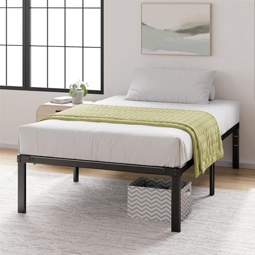 Image of ZINUS Yelena 18 Inch Metal Platform Bed Frame, Steel Slat Support, No Box Spring Needed, Eco Friendly WonderBox(TM) Packaging, Easy Assembly, Black, Twin