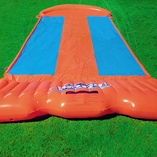 Bestway 52258 - Pista Deslizante Infantil Hinchable H2O Go! Triple 549 Cm Con Conexión A Manguera De Jardín, Piscina Final Y Parche De Reparación Incluido Mayores De 3 Años