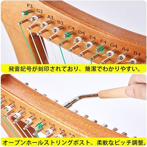 Amazon | 木製竪琴 アイリッシュハープ 15/19弦 手作り ハープ