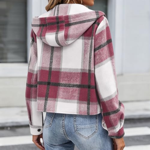 Numaller Plaid Jacket Women Button Down Long Sleeve Cropped Fall Coats - image 3