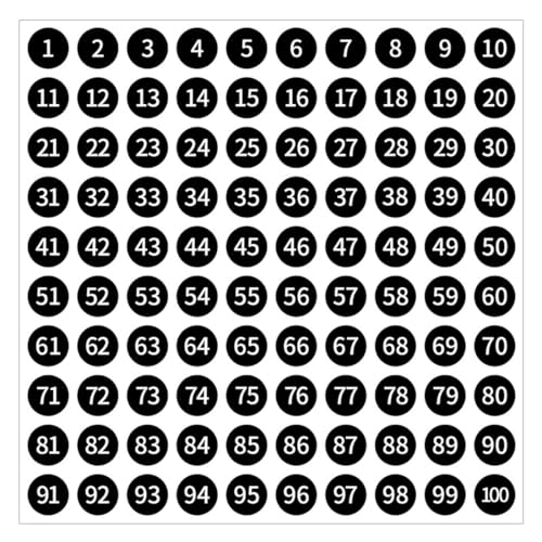 SGERUFZ 1000 Pegatinas de Números Adhesivos Impermeables del 1 al 100, Números para Organización, Clasificación e Inventario (2,5 cm) (Negro)