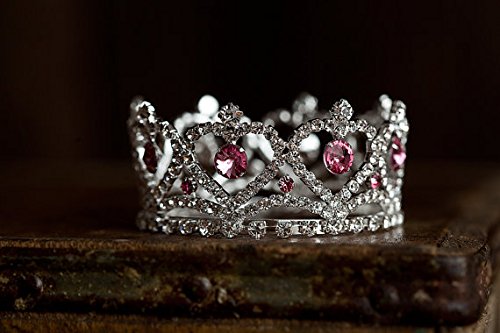 Claira Mini Pink Rhinestone Crown, Newborn Photography Prop, Toddler/Child Flower Girl Princess Tiara
