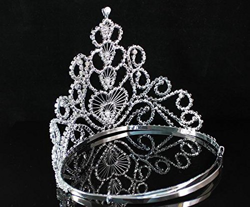 Miniatura 4 de Corona completa corazones transparentes austriacos diamantes de imitación de cristal tiara diadema diadema reina nupcial boda baile de fin de curso