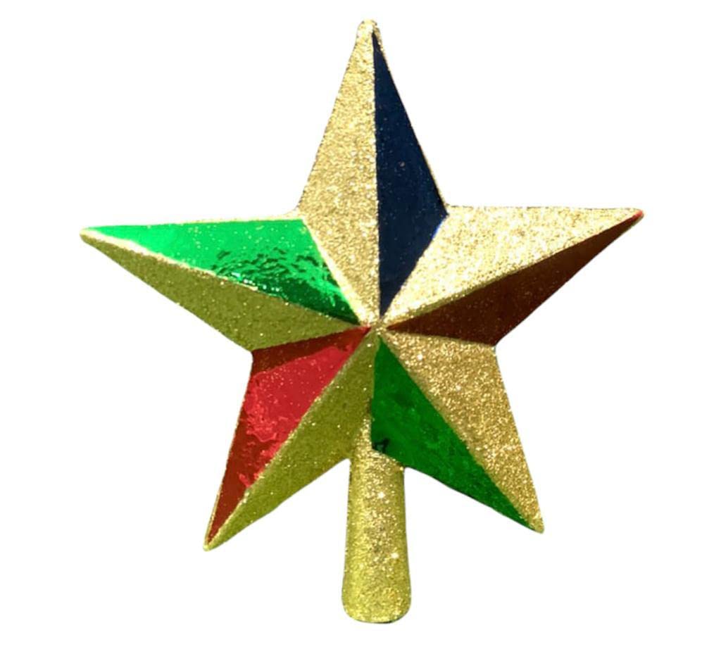 BIG BOX 1 Tree Topper Multi Glitter Star Tree Topper -Christmas Golden Decorative Holiday
