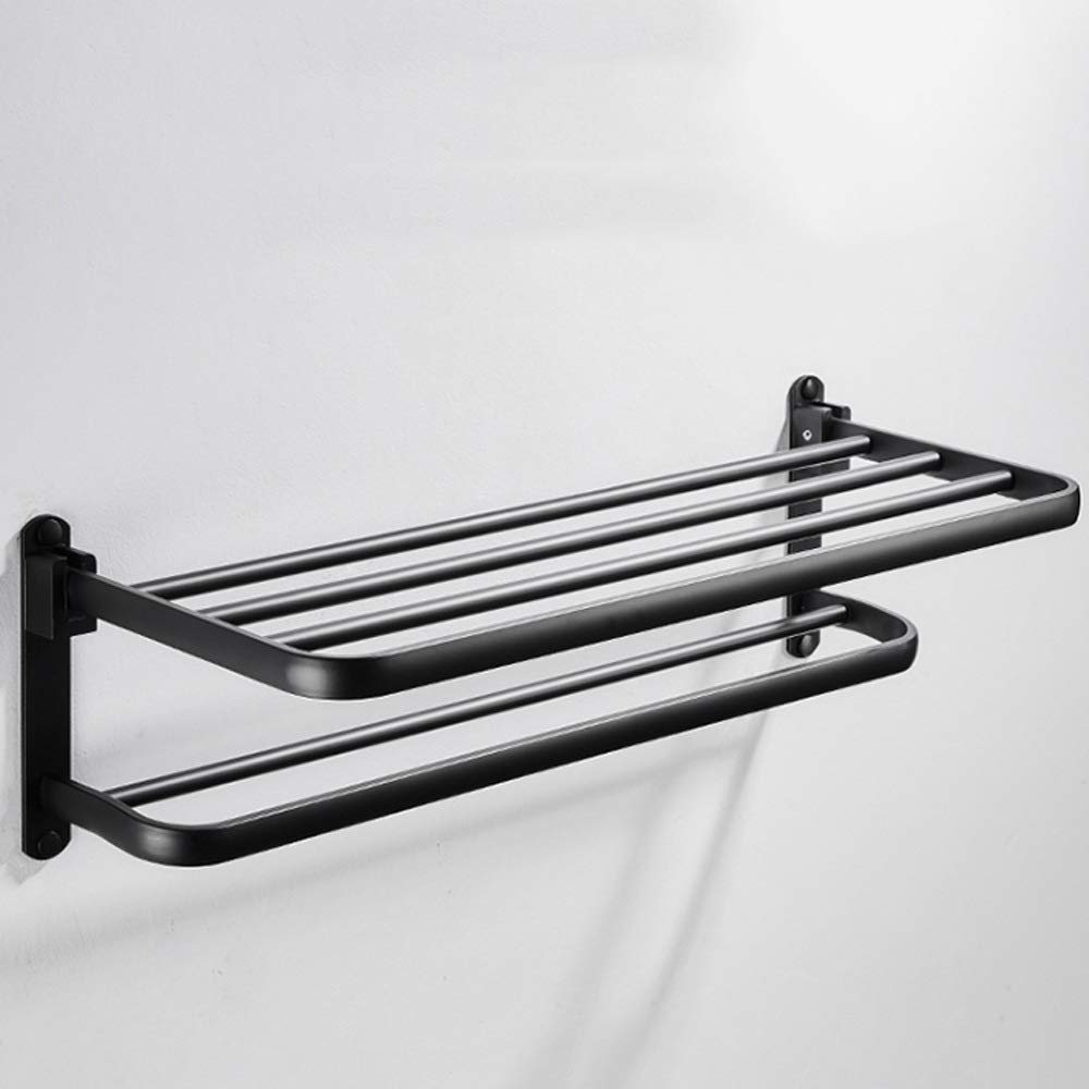 Wielofunkcyjny wieszak na ręczniki uchwyt do przechowywania przestrzeń aluminiowa półka łazienkowa czarny wieszak na ręczniki przybory toaletowe kuchnia organizer sprzęt akcesoria łazienkowe