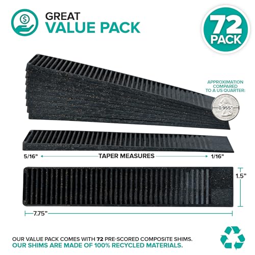 Image of Composite Shims (72 Pack) - Hard Composite Shims for Home Improvement - Never Rot for Leveling - Restaurant Table Levelers - Table Wedges - Toilet Levelers - DIY Furniture Levelers
