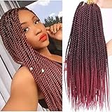 8 Packs Havana Twist Crochet Hair 18 Inch Senegalese Twist Crochet Braid Burgundy Omrbe Red Medium Twist Braids Hair for Black Women Prelooped Synthetic Braiding Hair Extensions (Tbug#)