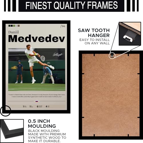 Image of BLINKART Daniil Medvedev |Tennis Player | Synthetic Wood Photo Framed Wall Hanging Poster Room & Office Bedroom Home Wall | 12x18 Inches