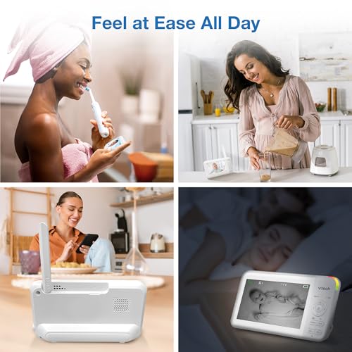 VTech Baby Monitor No WiFi, 2 Cameras – Monitor Two Rooms, Remote Pan-Tilt-Zoom, Hack-Proof, 5" Screen, 17Hr Battery, 1000ft Range, Night Vision, Temperature Sensor | 924-2W - image 3