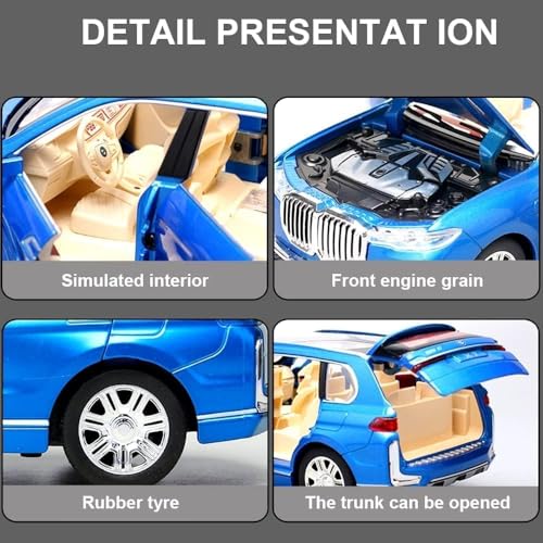 Image of Invite Enterprise Exclusive Alloy Metal Pull Back Die-Cast Car 1:24 Big Bmw X7 Toy Car Diecast Metal Pullback Toy Car With Openable 6 Doors, Light Music Boys Gifts Toys(1:24 B M W X7 - Blue)