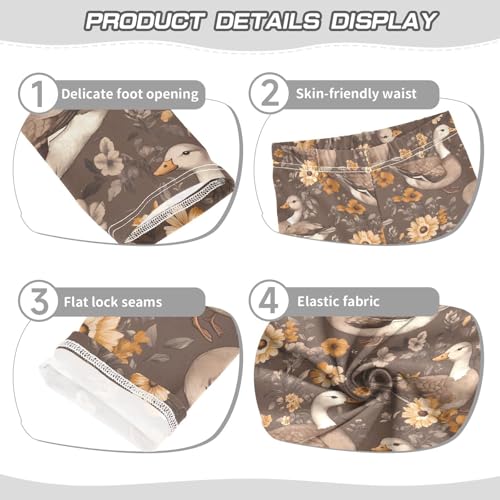 Brown Duck Flower Girls Leggings Soft Stretch Workout Yoga Dance Pants for Kids Casual Tights3