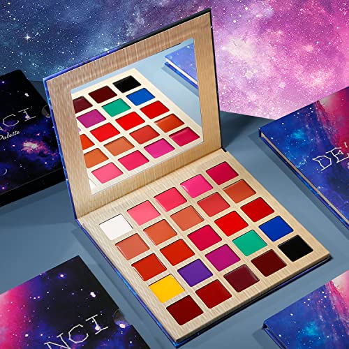 Lip Gloss Lipstick Palette Makeup Nude Red Peach Pink Shades 25 Color,De'lanci Professional Moisturizing+Long Lasting Soft Smooth Lipstick Pallet, Waterproof,Pigmented Festival Halloween Body Face Paint For Girl/Women/Baby #TOP6