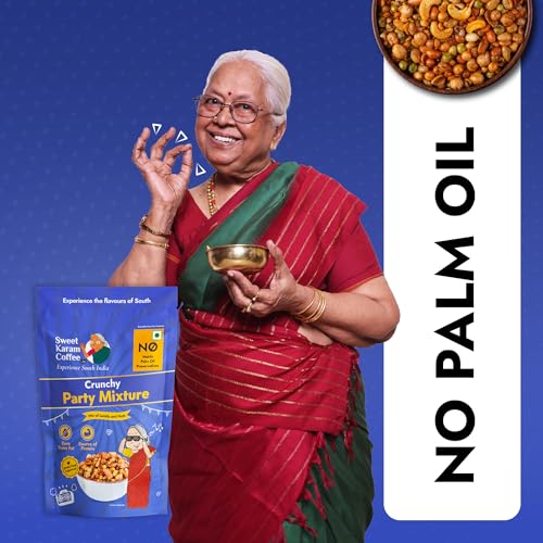 Image of SWEET KARAM COFFEE Crunchy Party Mixture Pack of 6 (95G each)|No Palm Oil or Preservatives|Spicy,Traditional Navadhanya Namkeen|Crispy Tea-Time Snack|Perfect For Gifting & Festive Celebrations