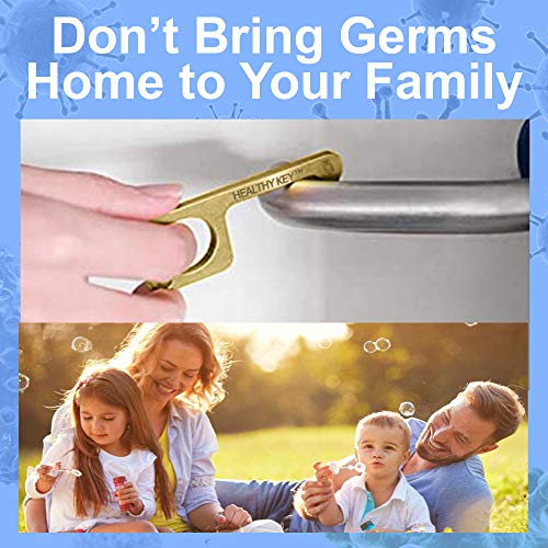 Healthy Key Brass Door Opener - Keychain Touch Tool - Use This EDC Door Opener and Stylus Keychain to Avoid the Need for Constant Hand Cleaning - 1 Pack of 2 - The Sage Owl - Thumbnail 2