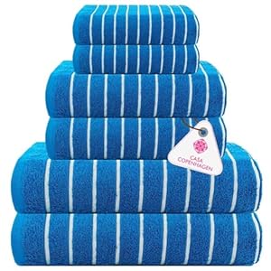 Casa Copenhagen Ecstatic 6-delige handdoekenset, 600 GSM, elektrisch blauw, 2 badhanddoeken, 2 handdoeken, 2 washandjes, Deens design, van zachte Egyptische katoen