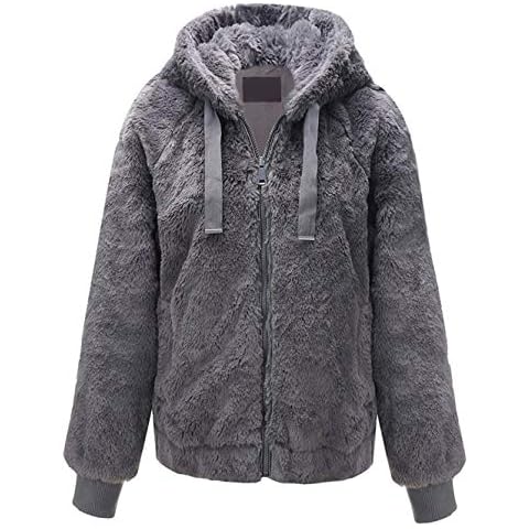 Geschallino Damen Kunstpelz-Fleecemantel für Herbst und Winter Cover