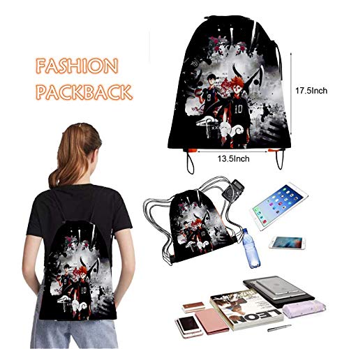 SMMUSEN Gift Sets for Fans,Including Anime Haikyuu Drawstring Backpack, 1Pcs Bracelets, 1Pcs Lanyard, 2Pcs Keychains, 4Pcs Button Pins, 30Pcs Lomo Cards, 50Pcs Haikyuu Stickers2