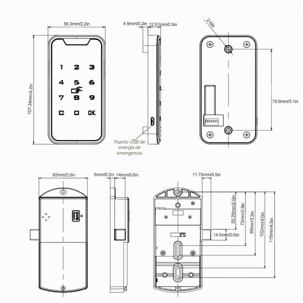 Cerradura Electrónica Inteligente con Teclado Táctil y IC - Seguro Digital para Gabinetes, Armarios y Oficinas, Desbloqueo de Emergencia, Aleación de Zinc