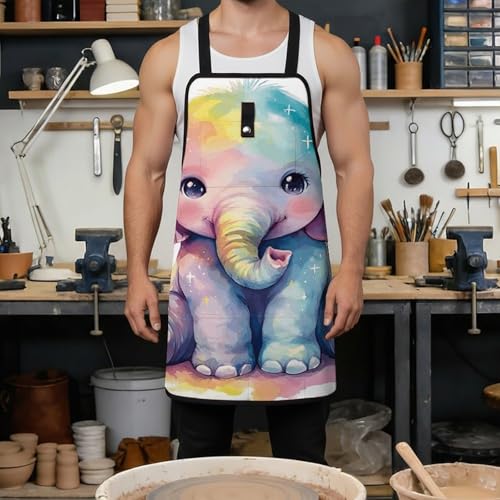 Delantal para taller con diseño Watercolor Elephant miniatura 4