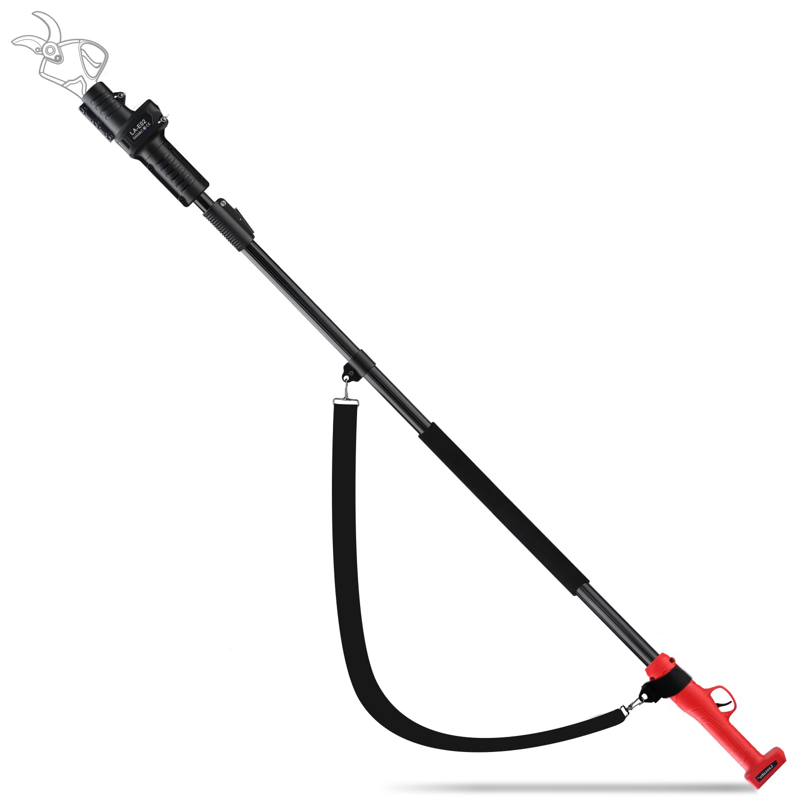 Laecabv Barra de Extensión Telescópica 2.5M para Tijeras de Podar Eléctricas (SOLO Modelo LA40)- Pértiga Extensible de Aluminio Ligero con Correa, Poda de Ramas Altas desde el Suelo Sin Escalera