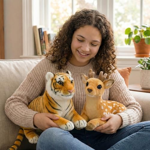Image of Tabitha Stuffed Toys-Ultra Soft Plush Toy for Kids | Birthday Gifts for Kids and Girls | (Combo of 2 Toys 32 Cm Tiger & Deer)