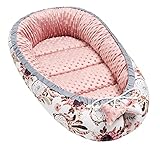 Solvera_Ltd Babynest 2seitig Kokon MINKY+100% Baumwolle Babybett Nestchen für Neugeborene Kuschelnest Weiches und sicheres Baby-Reisebett (50x90) (Minky Dunkelrosa)