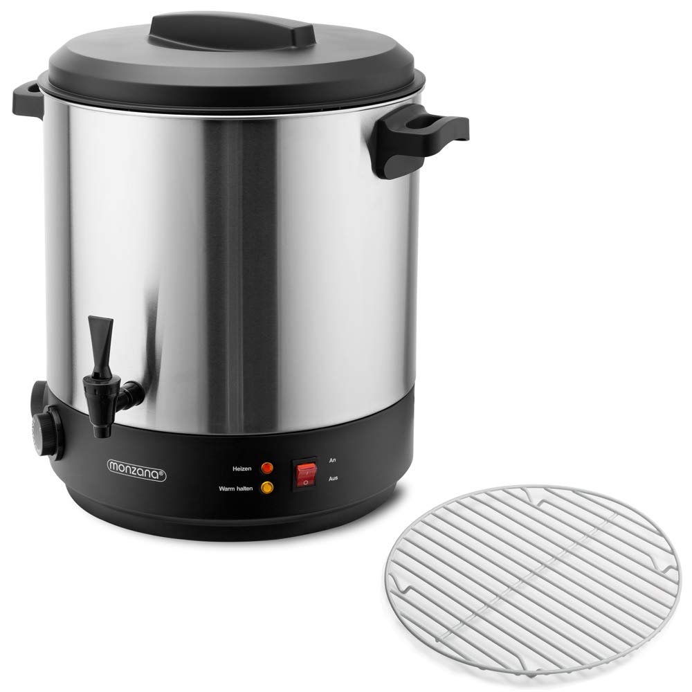MONZANA® Distributeur de boissons chaudes 28L Stérilisateur de bocaux électrique en inox avec robinet et minuterie 1800W