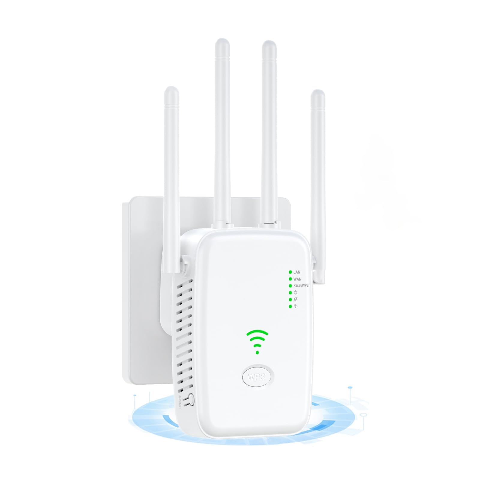 Repetidor WiFi, Amplificador Señal WiFi 2.4GHz 300Mbps Extensor Wi-Fi con Puerto Ethernet, 4 Antenas, repetidor WiFi Largo Alcanc, para oficinas y hogares