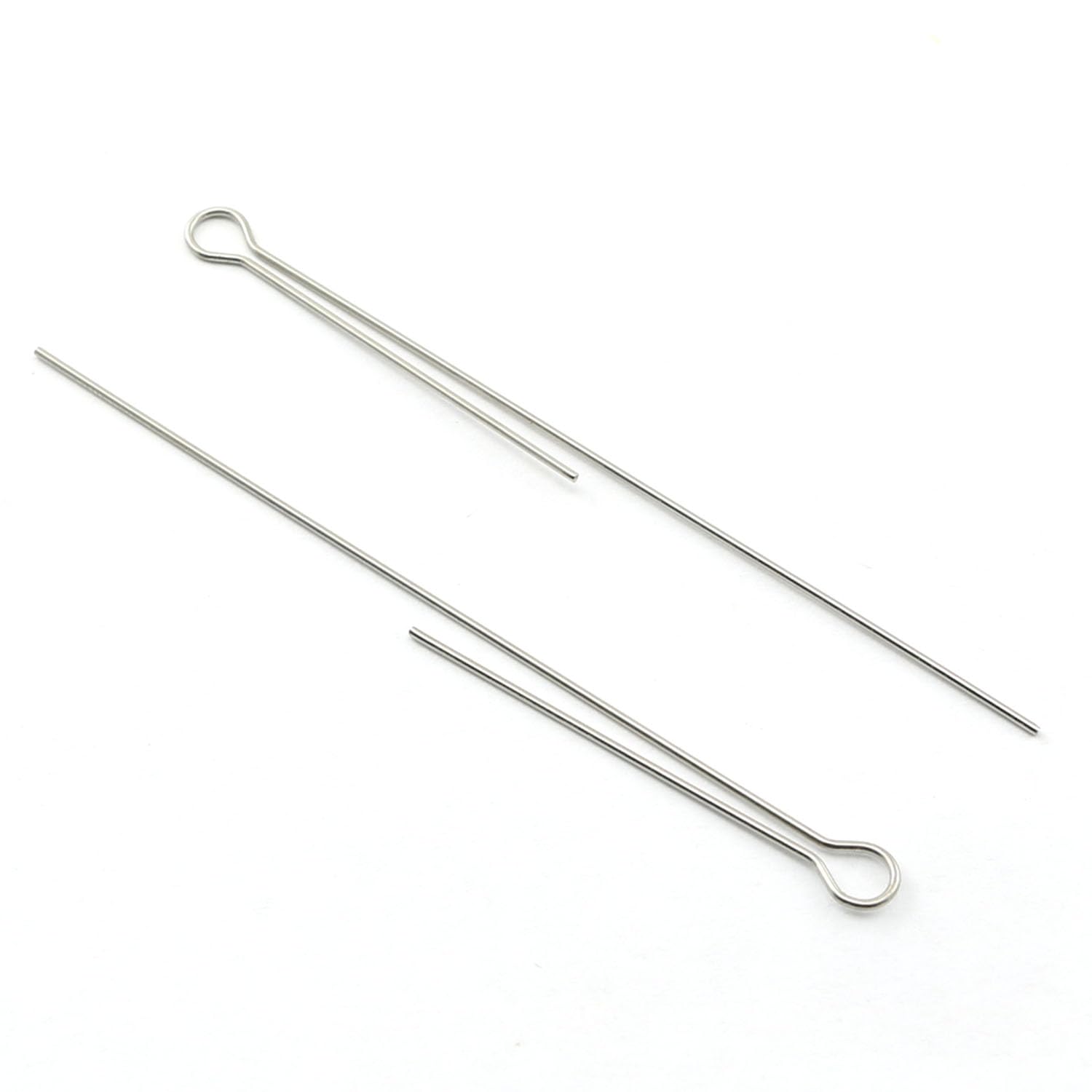 JCBIZ 100PCS 70mm Metal Fishing Looped Spinner Parts Component Fishing Spinner Shaft Wire Spinner Bait