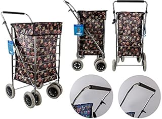 Premium 6 Wheel Owl Black Design Shopping Trolley with Adjustable Handle Grocery Bag six Wheel