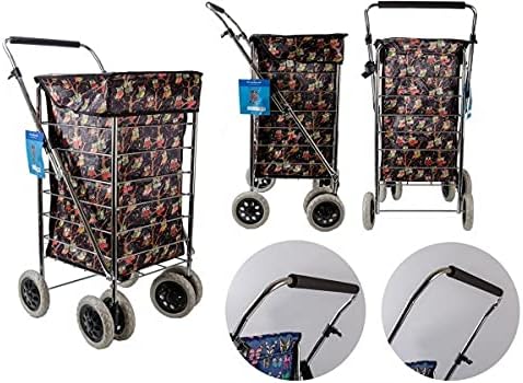 Premium 6 Wheel Owl Black Design Shopping Trolley with Adjustable Handle Grocery Bag six Wheel