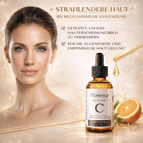 60ml Bio Hyaluron Serum mit Vitamin C, E. Hochkonzentriert Anti-Falten, Anti-Aging & Dunkle-Flecken. Hyaluronsäure-Gesichtsserum, Ideal als Augenkonturcreme. Dermaroller Essence. Vegane Naturkosmetik