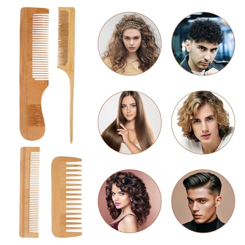4 Peines de Madera de Bambú para Cabello miniatura 3