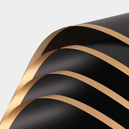 EMITAOHWF 20 hojas de papel de regalo de flores, borde rojo y dorado, impermeable, papel de regalo para flores, papel de regalo para manualidades,