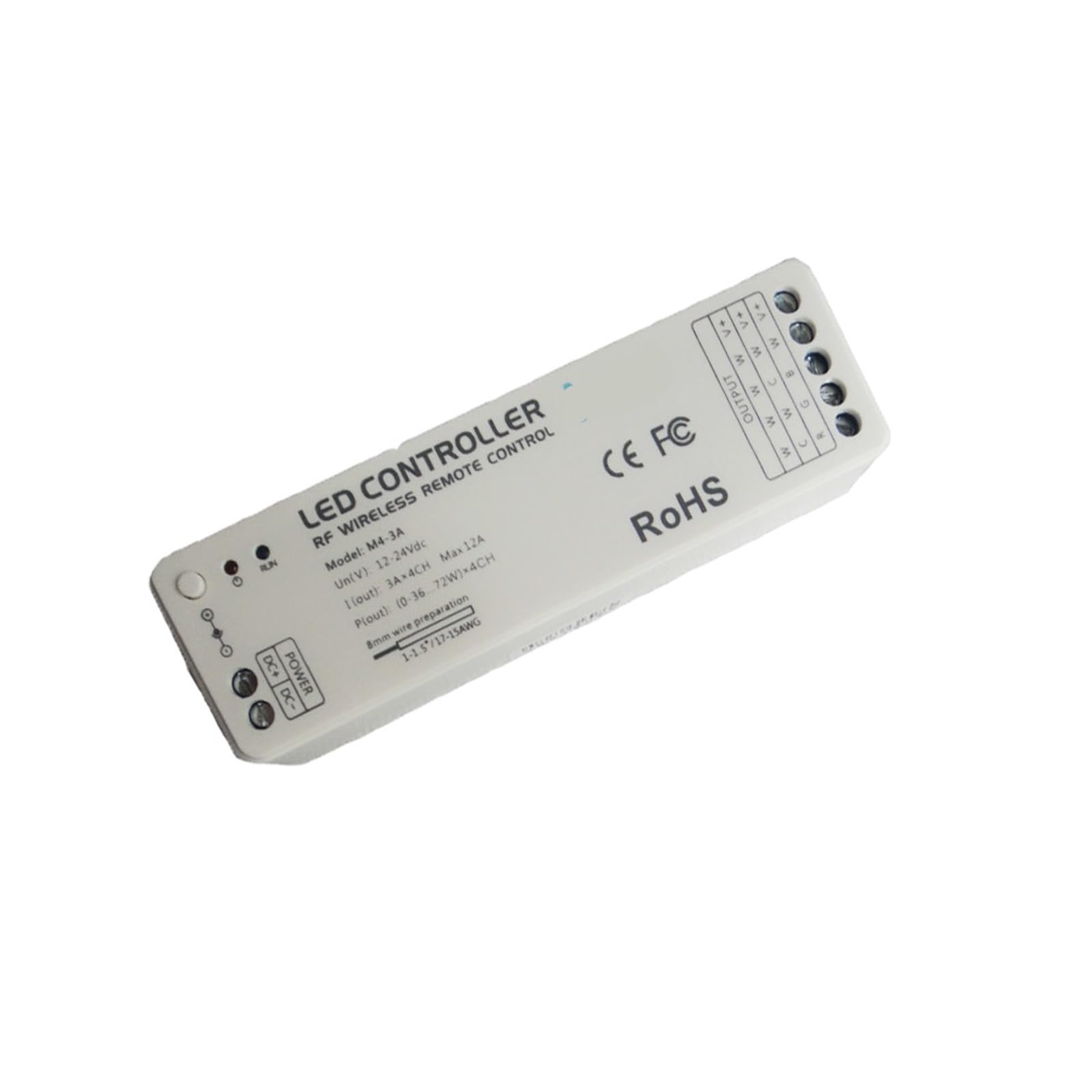 Controlador de tira de luz LED RGBW con pantalla táctil M4 + M4-3A, RF 2,4G, inalámbrico, entrada de 12-24V, 3A/CH 12A, atenuación de 4 canales, Control CT RGB RGBW (Color : M4 M4-3A)