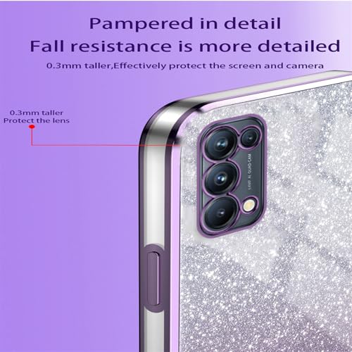 WBWONE Glitter Case for OPPO Find X3 Lite Case, Electroplated Edge, Flexible Protection - Image 3
