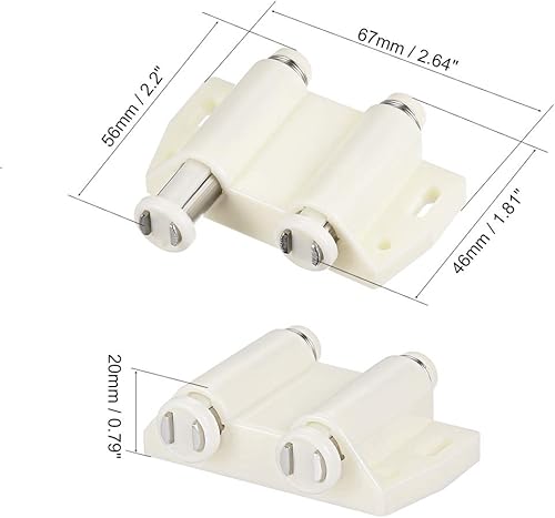 Miniatura 2 de uxcell Pestillo de prensa magnético de doble toque para armario puerta armario blanco 4 piezas