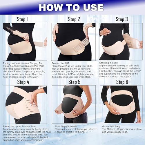 Image of Evissa Maternity Belt Pregnancy Support, 4 In 1 Breathable Pregnancy Belly Support Band for Abdomen Pelvic Waist and Back Pain, Adjustable Belly Brace for Pre and Postpartum Band