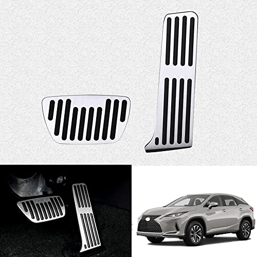 Kakash Custom Interior Accessories for Lexus ES GS IS LC LS RC RX UX 2019 2020 2021 2022 aluminium alloy Gas Accelerator Pedal Covers,Anti-Slip No Drilling Brake Foot Pedal Pads 2 pieces/set(silver)