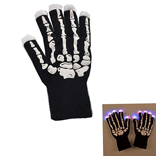 Katomi - Guantes de equitación luminiscentes, diseño de esqueleto, con luces LED