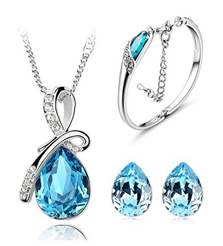 YouBella Valentine Gifts Presents Gracias Collection Crystal Jewellery Combo of Necklace Set/Pendant Set with Earrings and Bracelet for Girls and Women