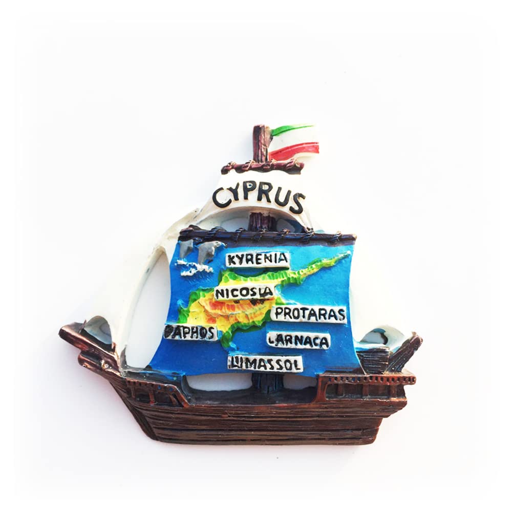 Sailboat Map Cyprus Magnet Kitchen Fridge Decorated Magnet