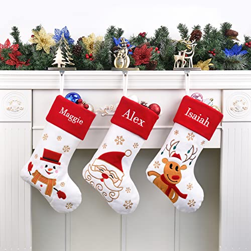 Calze Di Natale Da Appendere - Set Di 3 Con Babbo Natale, Renna E Pupazzo Di Neve, 50x25 Cm - Foto 4