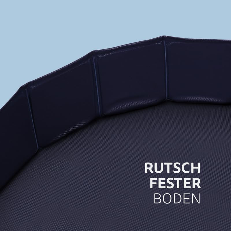 Hundepool Swimmpingpool für Hunde (Ø80cm x 20cm) Rutschfester Boden und Ablassventil - Faltbar aus PVC - Bällebad - Stabile Wand