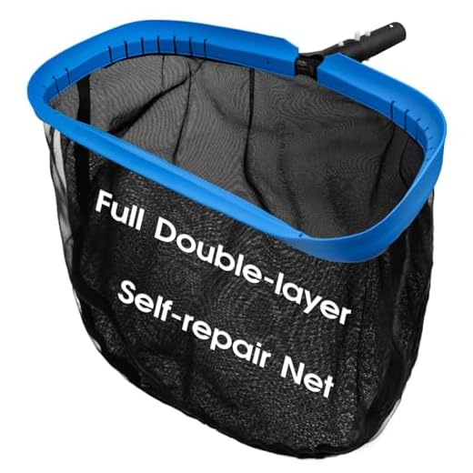 Upgraded Full Double Layer Pool Net Rake,17.5'' - Outer Heavy Duty Self-Repair Net & Inner Fine Mesh Net for Particle Debris, Above Ground & In-ground Swimming Pools, No Poles