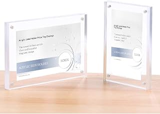 5 Pack Acrylic Label Holder Price Tag Displays Sign Holder with 3M Tape Adhesive Wall Mount Sign Stand (Transparent 90*60mm/3.54*2.36 inches)
