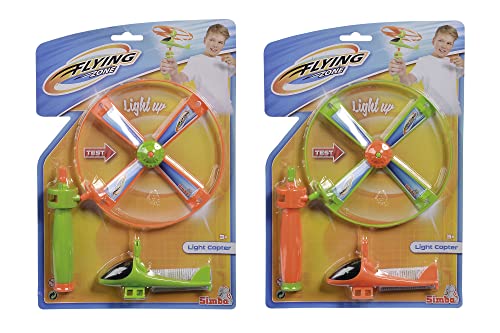 Simba 107206455 - Licht Propeller Flugspiel, 2-Fach Sortiert, es Wird nur EIN Artikel geliefert, mit Licht, Starter mit Seilzug, ab 3 Jahre