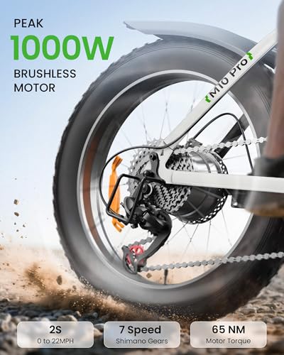 Image of isinwheel M10 Pro Electric Bike for Adults 22 mph 1000W Peak Motor, Dual Crown Fork Mountain Ebike 10.4 Ah Battery 35+ Miles Range, 7 Speed, 20 x 4.0 Fat Tire Adults Electric Bicycles